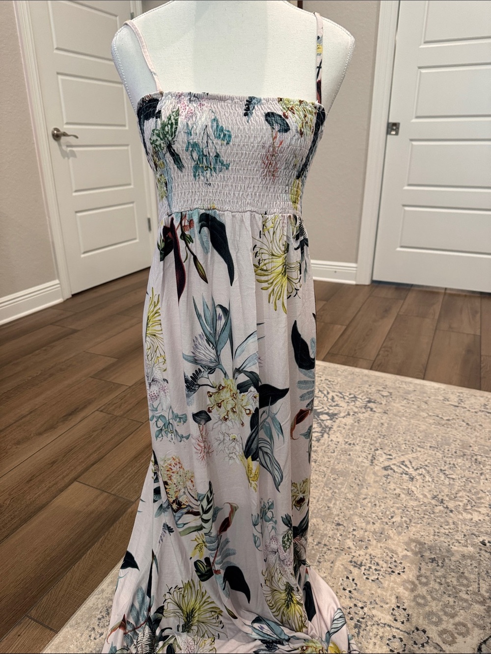 H&M MAMA Maternity Maxi Dress in Blush and Teal Floral